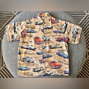 VTG 90s REYN SPOONER Larger Rayon Ford Mustang All Over Print Button-up Shirt
